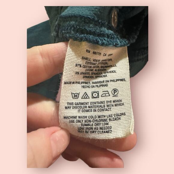 Anthropologie Pilcro Pants Corduroy Dark Teal Cotton Stretch Boho Indie Size 29 - Picture 4 of 4